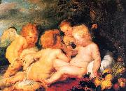 Peter Paul Rubens Christ and St.John with Angels painting